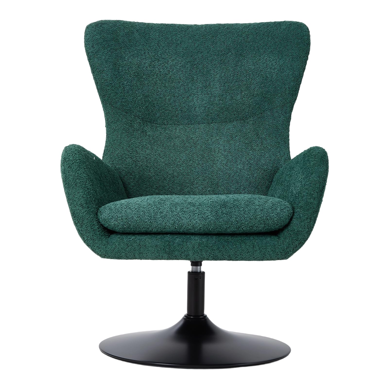 Warmiehomy Swivel Armchair Chenille Swivel Accent Upholstered Wing Back Armchair with Black Legs for Living Room/Bedroom/Study(Green)