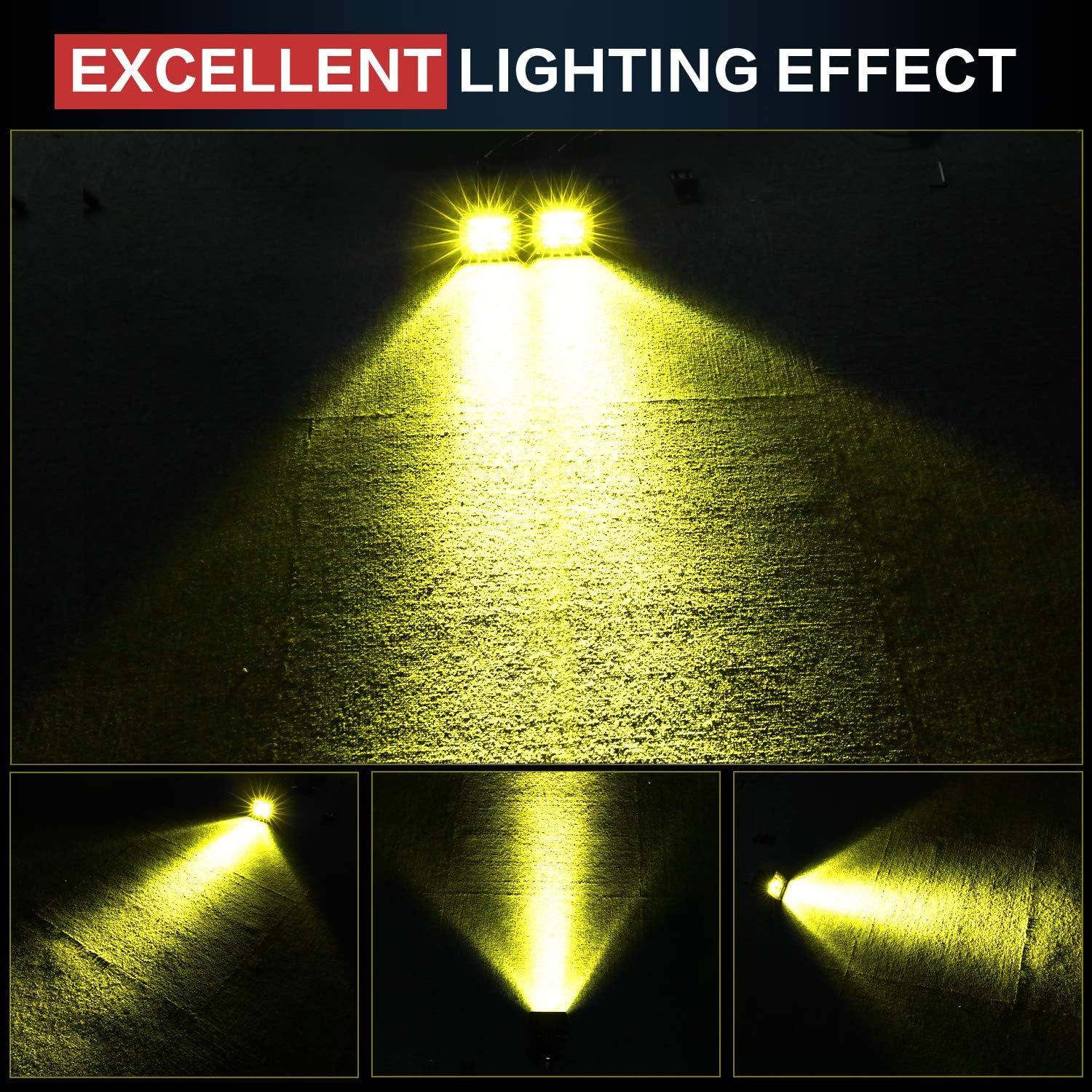 Amber LED Cubes, LED Pods 2PCS 3Inch 100W High Lumen Spot Cubes Yellow Fog Lights Off Road Driving Light Waterproof for Trucks ATV SUV Marine Front Bumper