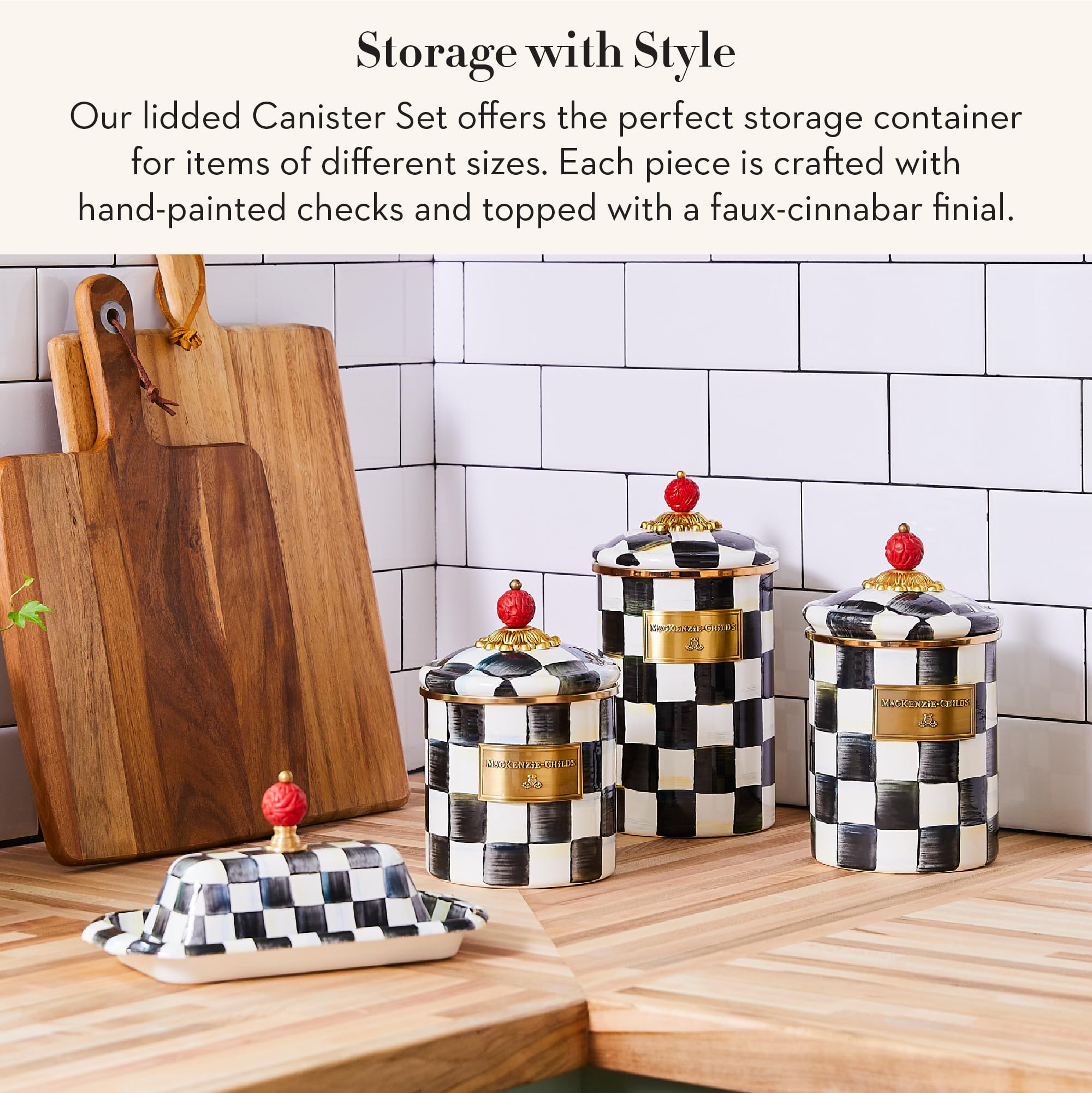Amazon.com: MACKENZIE-CHILDS Enamel Canister Set, Small (38 oz