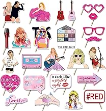 25Pcs TS Photo Booth Props, TS Cake Decorations Party Birthday Decorations Accessories for DIY Photo Booth Frame TS Party Favors, Music Lyrics Photo Booth Props for Boys Girls Music Lover TS Fans