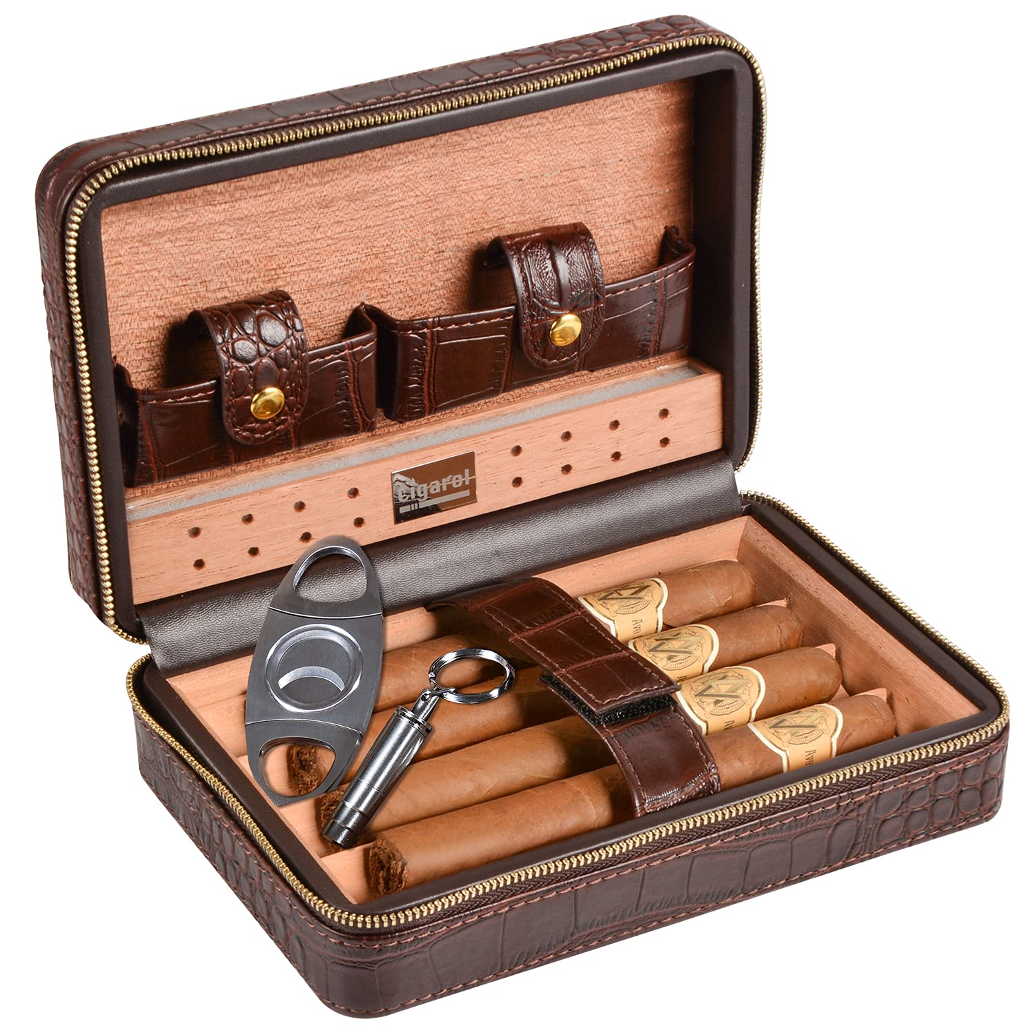 Buy Volenx Cigar Humidor with Cigar Cutter and Cigar Drill,Crocodile PU