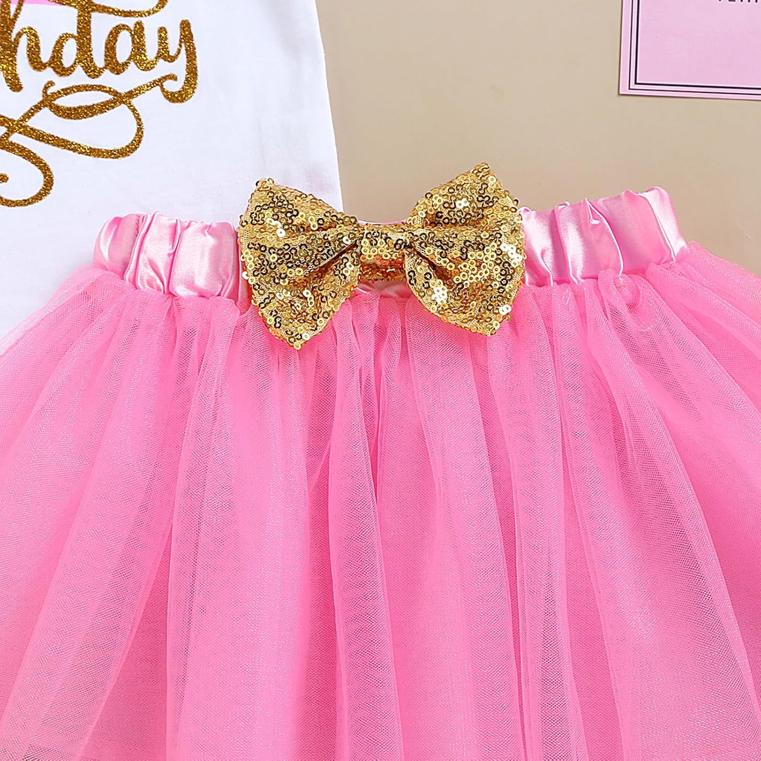 GRNSHTS Baby Girl Birthday Cake Smash Outfit Toddler Girl My 1st Birthday Romper Tutu Skirt with Headband Clothes Set - Image 6