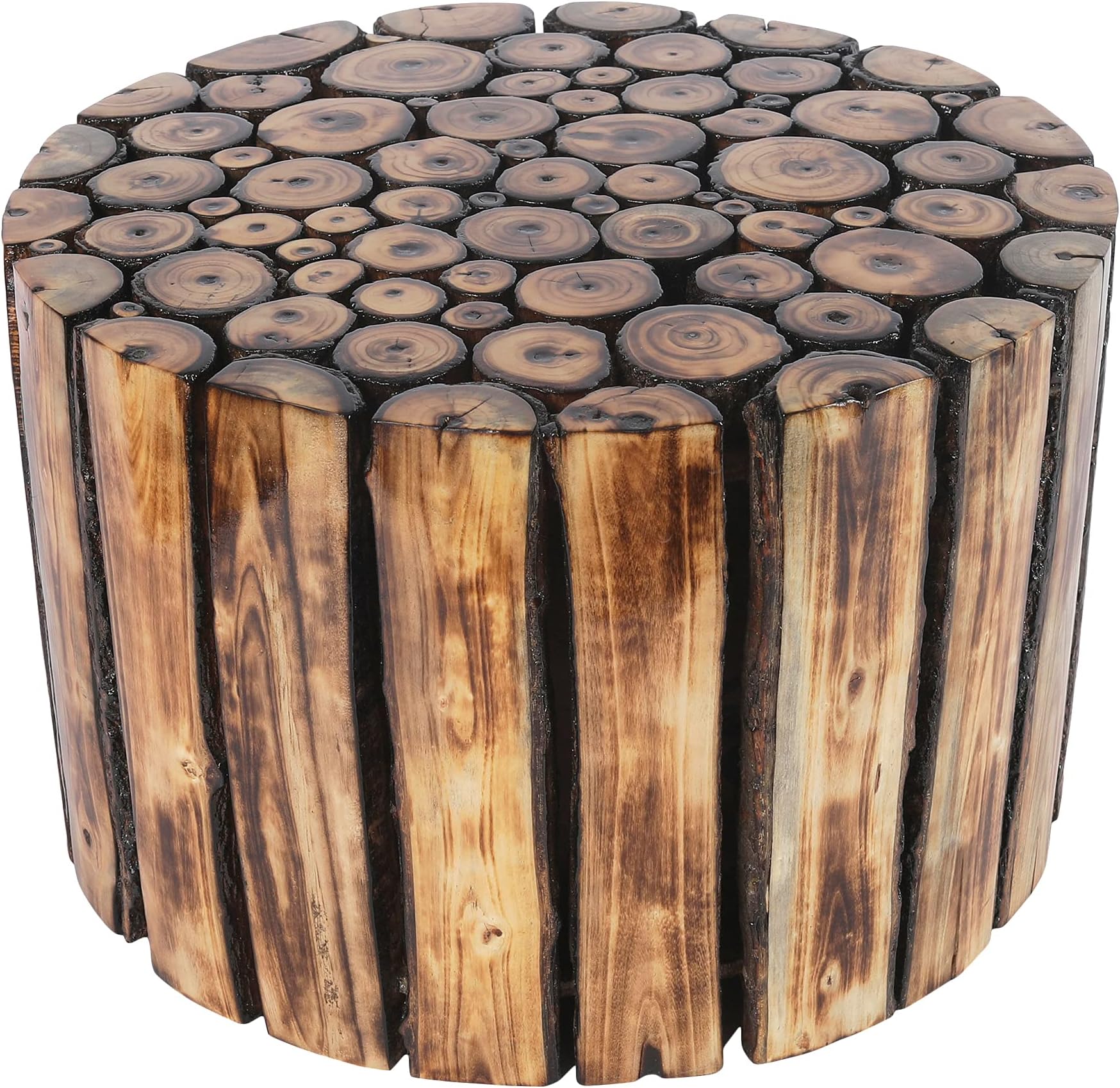 Round Small Wooden Stool for Cafe Outdoor Furniture Picnic Garden Living Room Bedroom Kitchen Home Décor Foot Stool for Speaker Plants Statue Pre-Assembled- 8 Inches