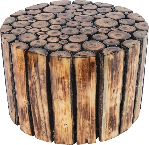 Inception Global Mywoodkart Round Small Wooden Stool For Cafe Outdoor Furniture Picnic Garden Living Room Bedroom Kitchen Home Décor Foot Stool For…