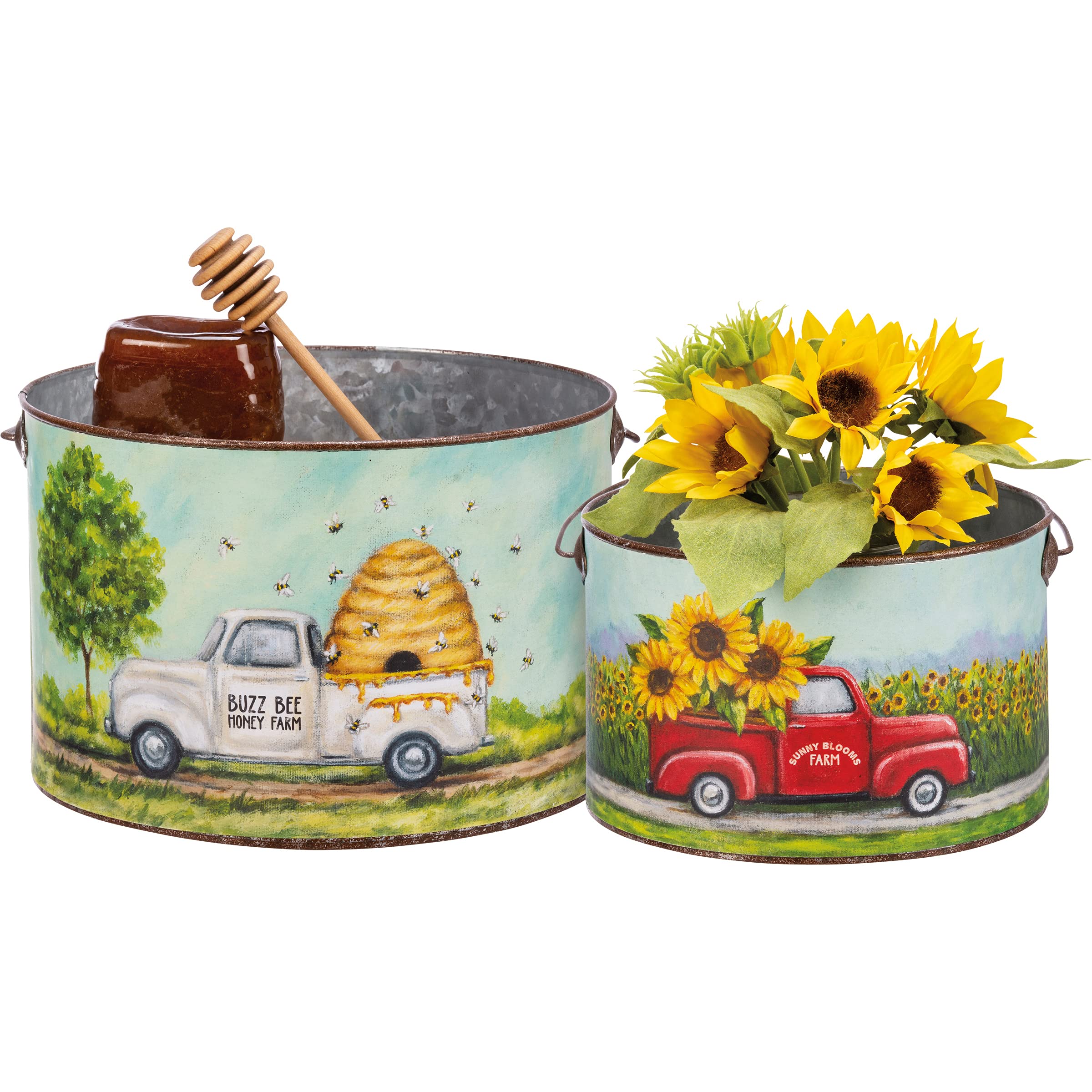 Primitives by KathyBuzz Bee Farm Sunny Blooms Farm Home Décor Bucket Set