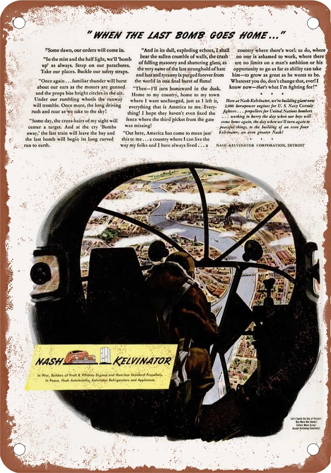 Miaomansenstore Metal Sign - 1942-45 Nash Vintage Ad 09 - Old Retro Rusty Look Home Decor