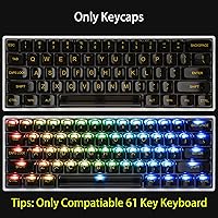 Vista 2 de Fogruaden Juego de teclas transparentes de 61 teclas, color negro, perfil OSA, material de policarbonato transparente, solo compatible con teclado