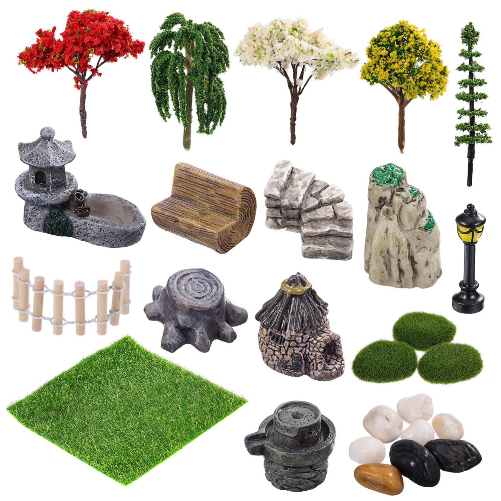 BESPORTBLE 4ensembles Décor De Jardin Ensemble De Miniatures pour Jardin Accessoires Plastique pour Décoration De Terrarium Et Mini