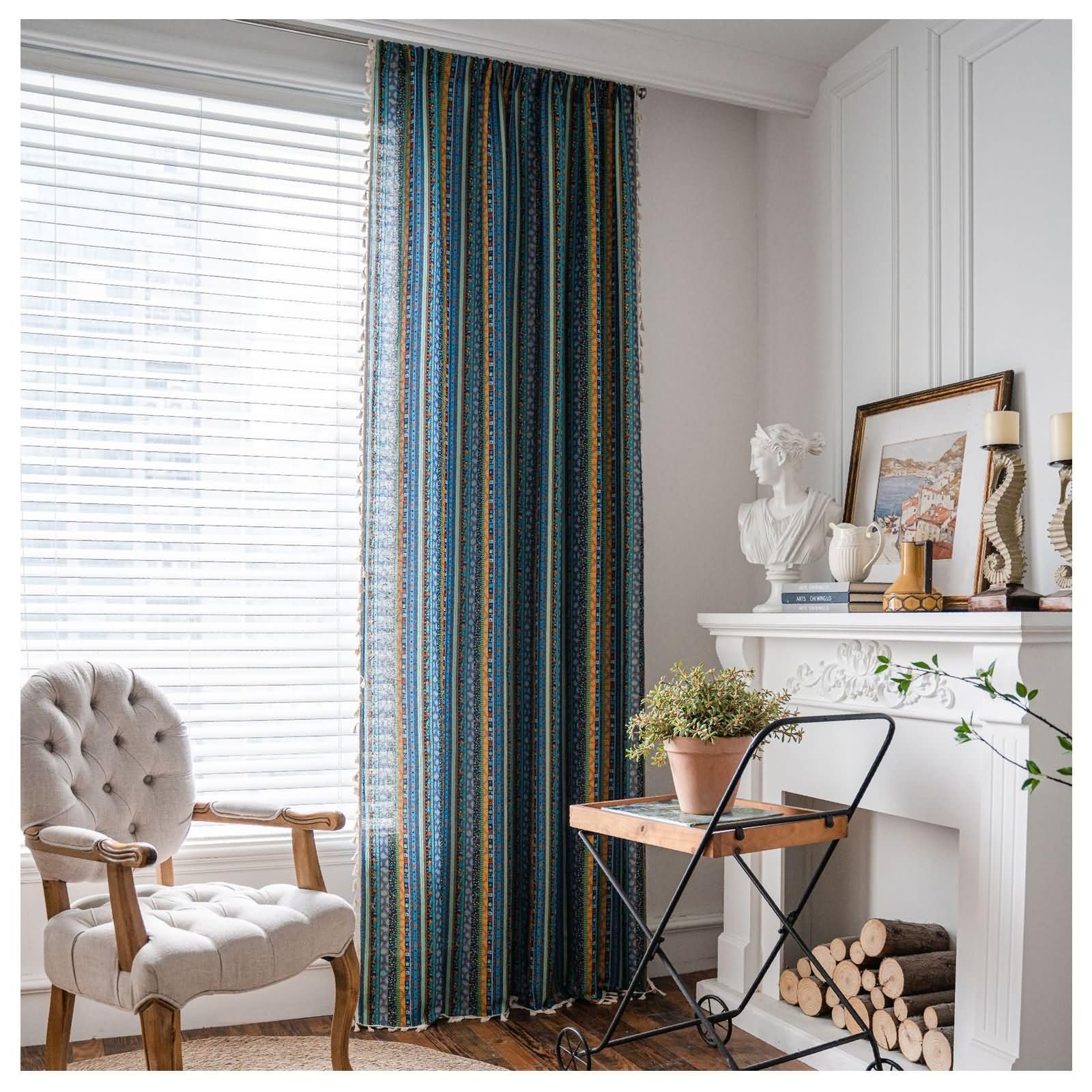 Rideaux assombrissants pour chambre et salon : ambiance ethnique verte