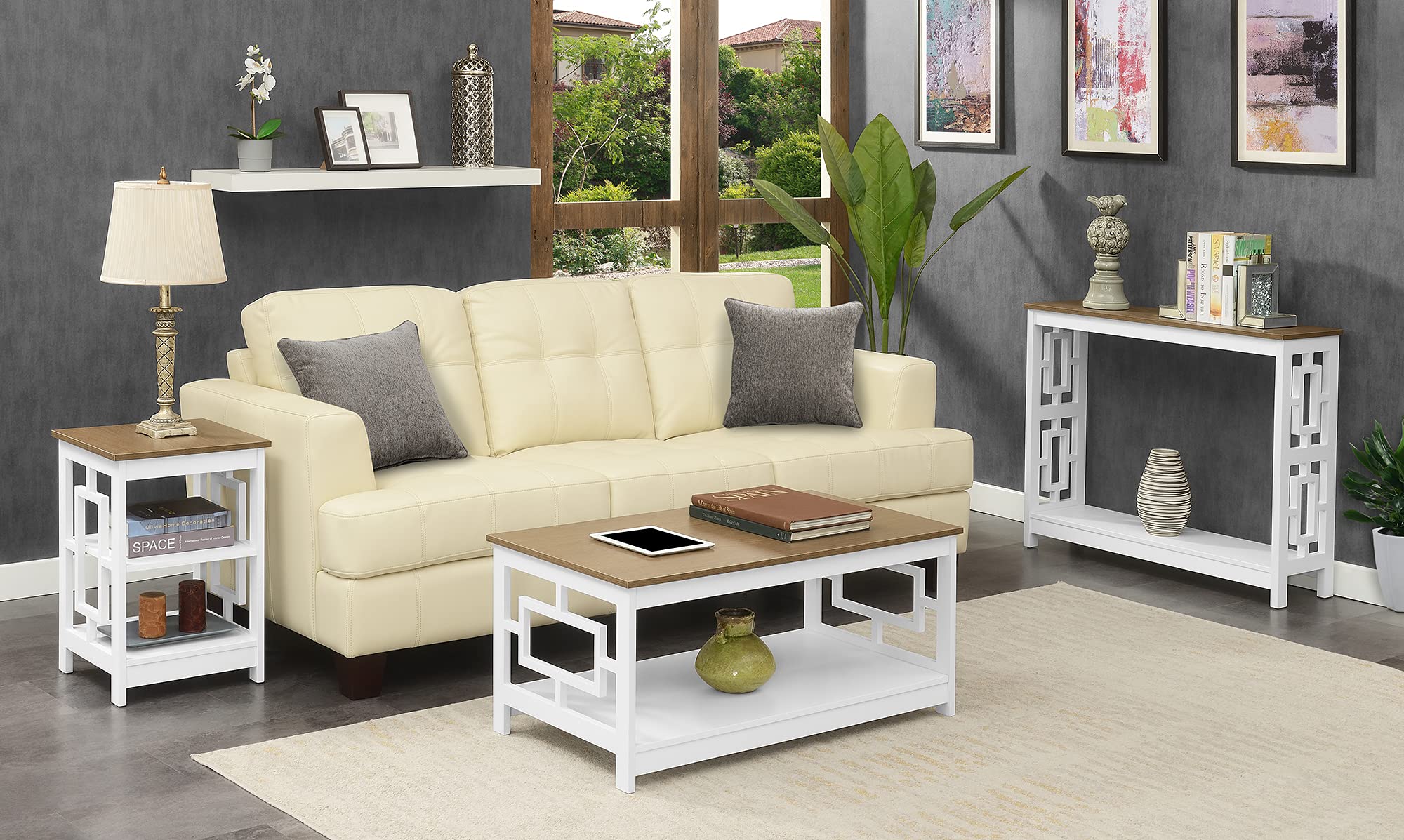 Convenience Concepts Town Square Console Tables, Driftwood/White