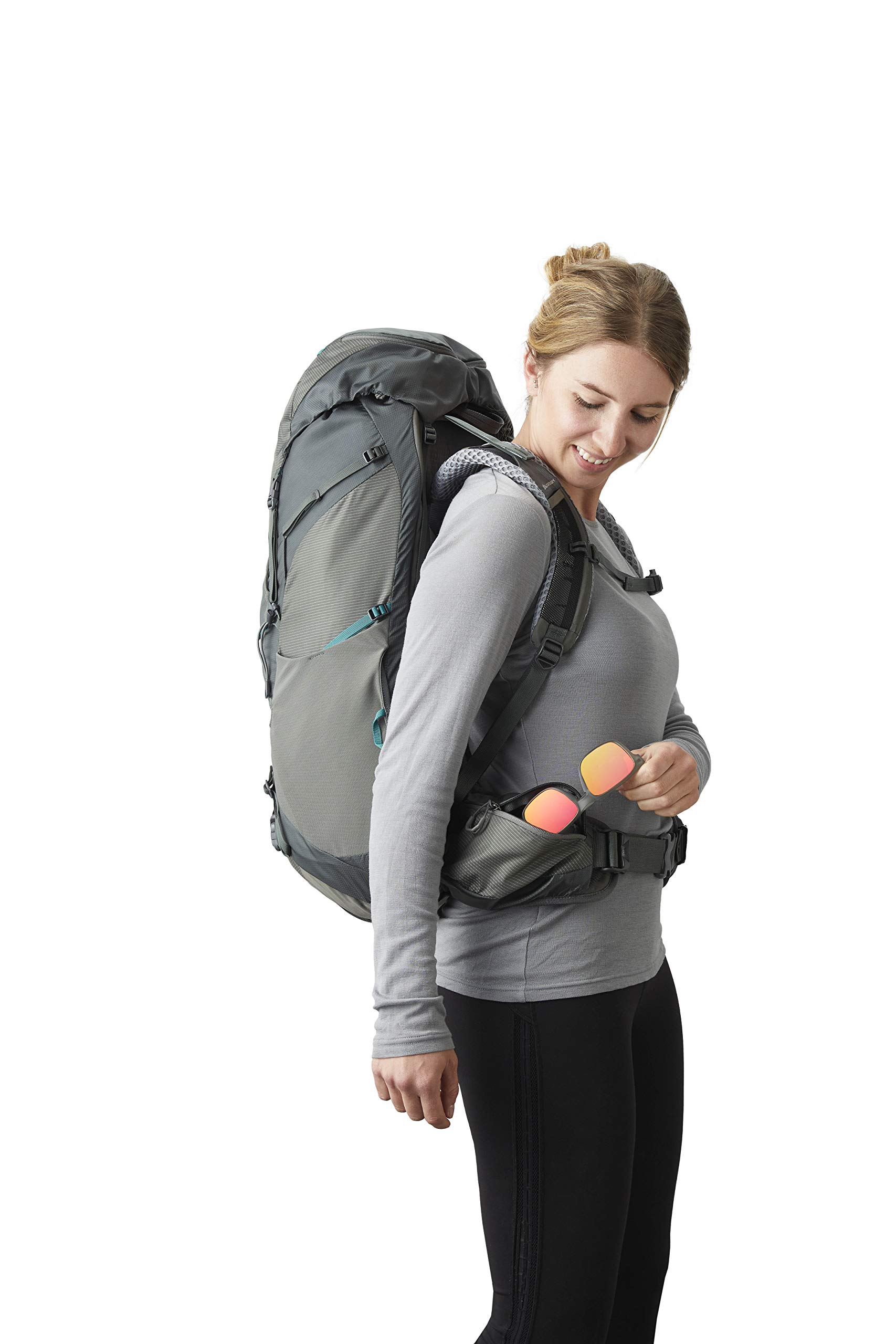 Gregory Maven 65L Women's Backpacking Pack, Breathable Backpanel and Shoulder Harness, Raincover Included, Built-In Hydration Sleeve (Reservoir Not Included), Small/Medium, Helium Grey