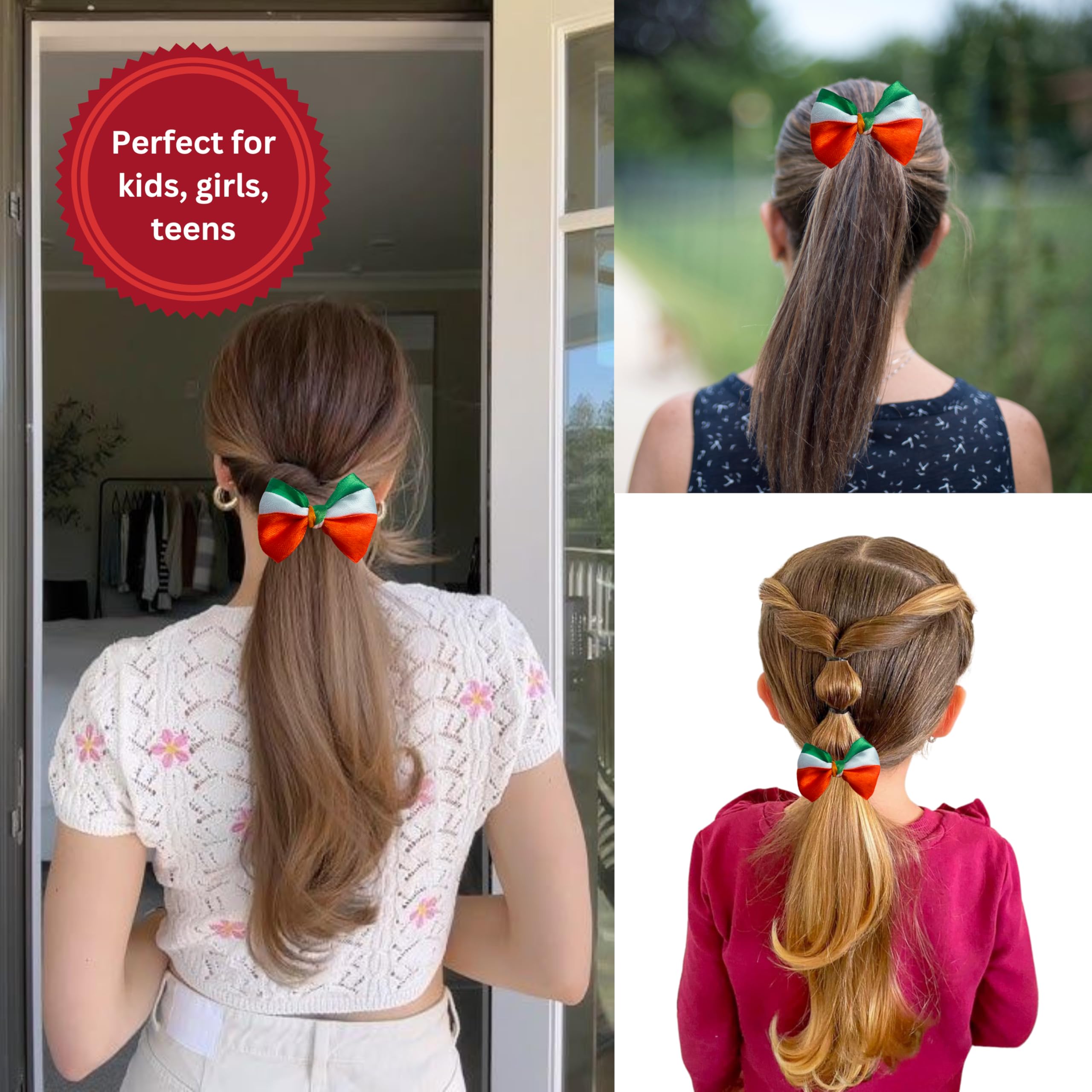 SNOWYS SHOP Indian Republic Day Independence Day 3-Piece Hair Accessories Set for Kids Girls & Women – Stylish Headband, Hair Clips, Hair Ties/Rubber Bands for Kids, Teens & Girls - Image 5 thumbnail