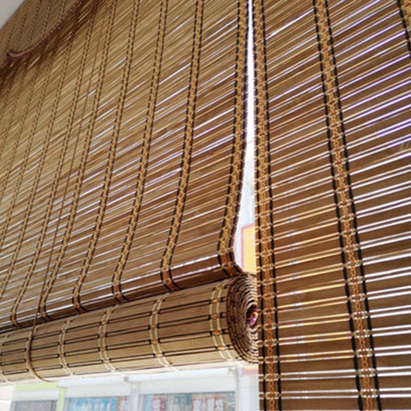 Natural Bamboo Roller Blinds 72x120 80x100 120x120 160x200cm Retro Bamboo Blinds Sunscreen/Breathable Patio Decorative Curtains With Lifter Partition Blinds Easy To Install Roman Blinds(W140xH120cm)