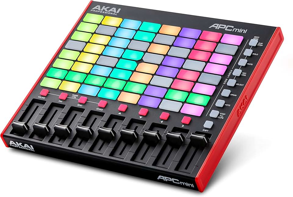 Akai Professional APC Mini MK2 - Controlador MIDI Pad USB com Ableton Live Lite, 64 Pads RGB, Modo Drum e Note e Misturador MIDI