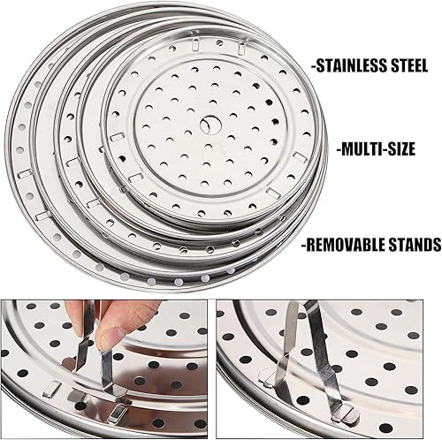 Miniatura 3 de Yesland Estante de vapor de acero inoxidable 304 de 5 tamaños, estante para olla a presión y estante de refrigeración con patas desmontables,