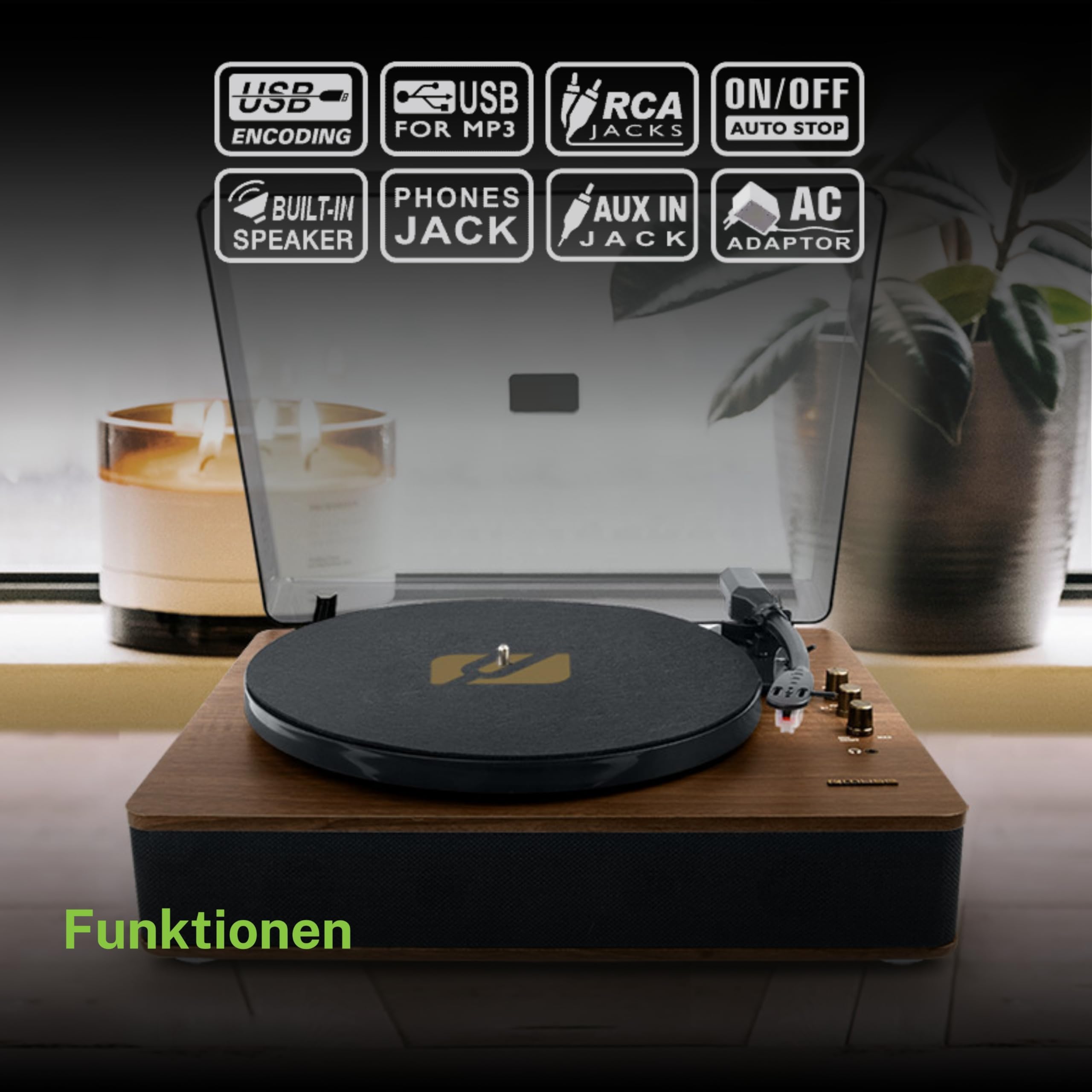 Muse MT-106 BT Gramofon Stereo Drewno
