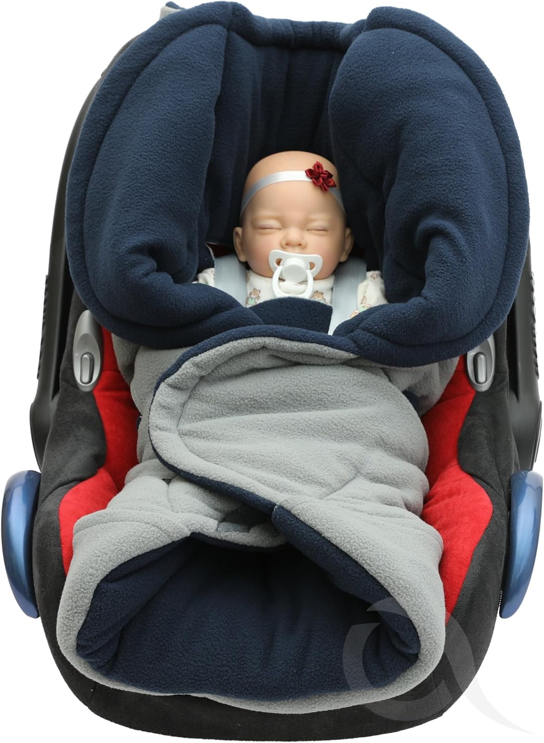 NEW SWADDLING SOFT POLAR FLEECE CAR SEAT SMART COCOON WRAP (navy