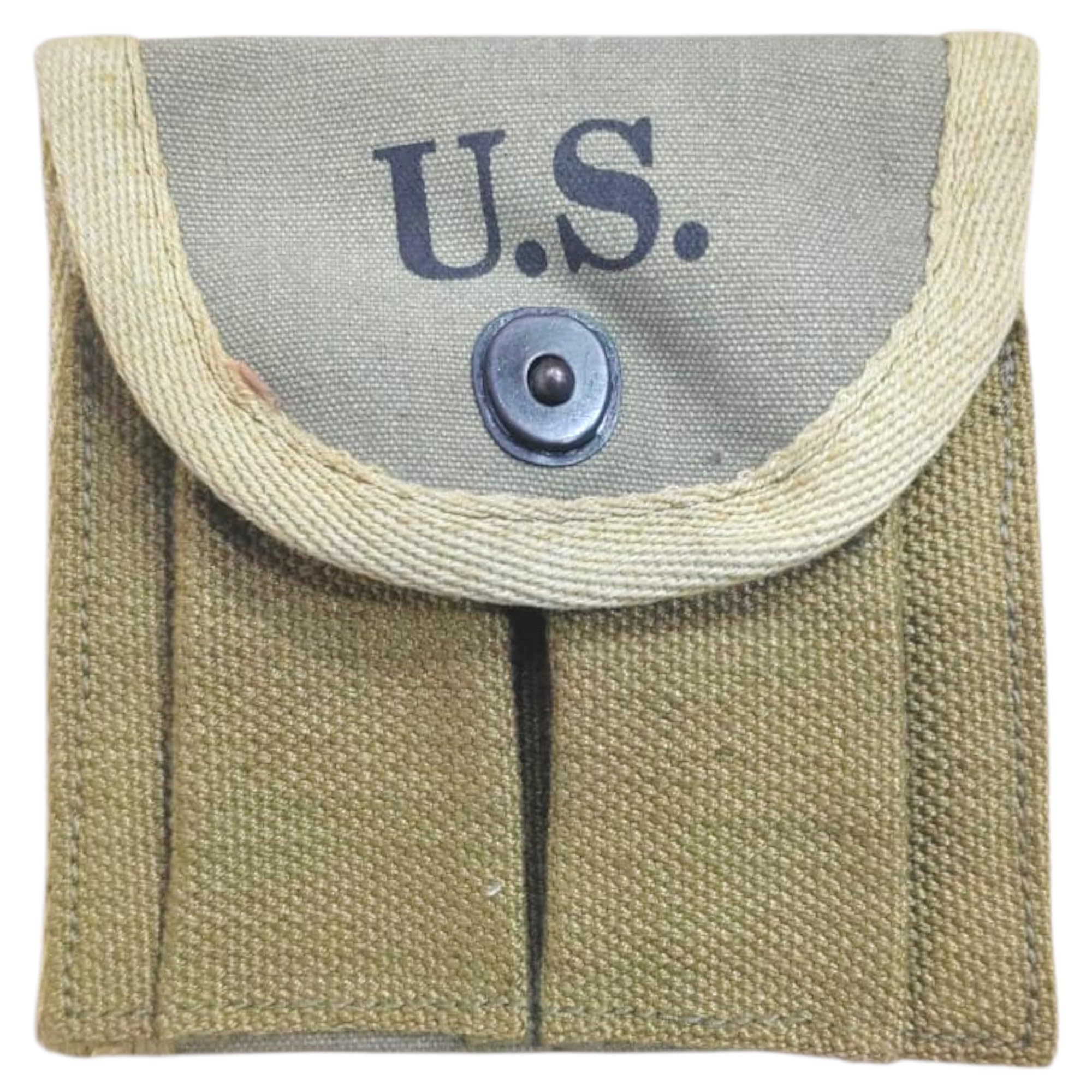 Warcraft Exports 100% Canvas Ammo Pouch Magazines & Ammunition Carrier Pouch with Flip Closure for WW2 US Army 1943 M1 Carbine - OD Green