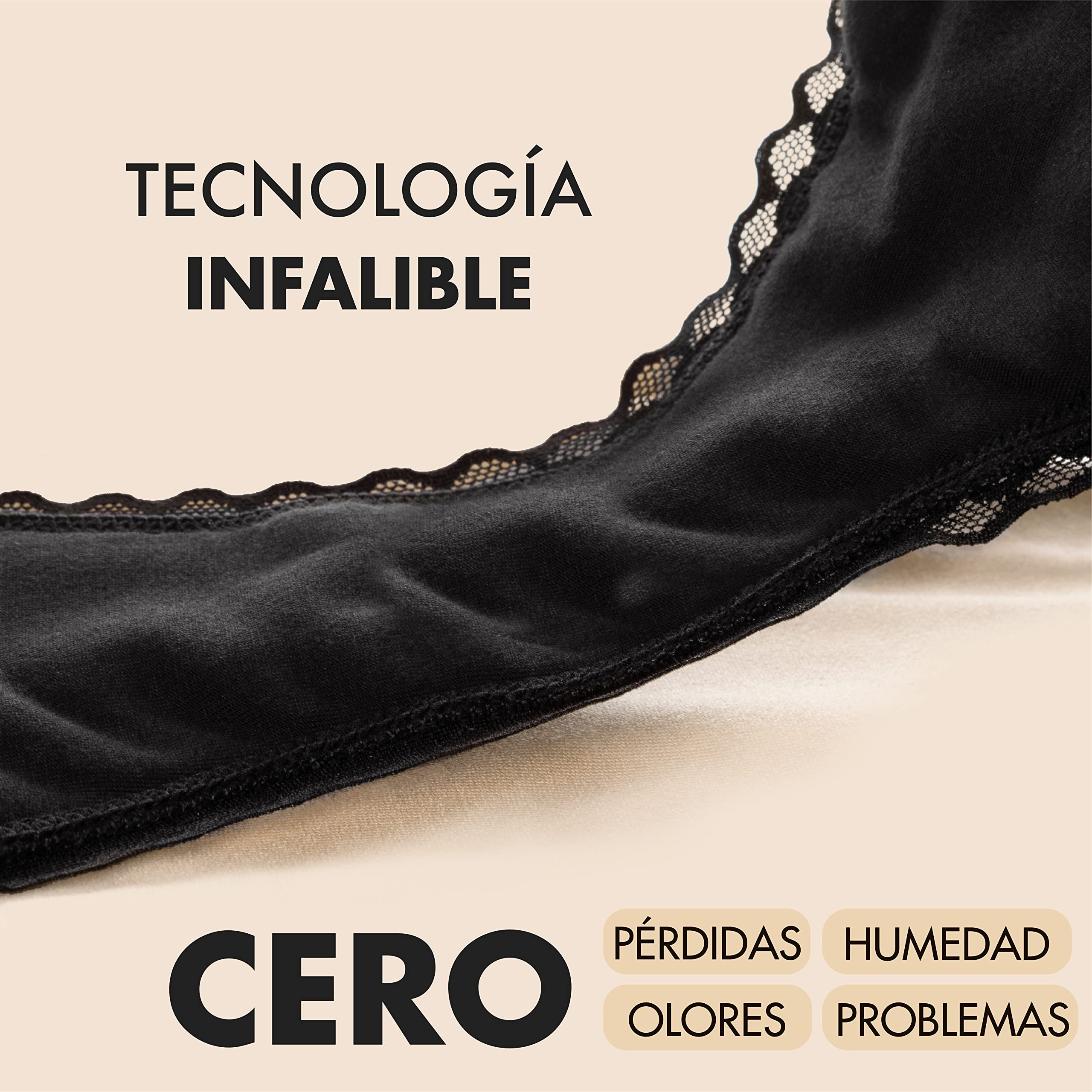 Set 3 Bragas Menstruales Algodón Ecológico Orgánico 4 Capas Absorbentes y Anti-Pérdidas - Protección higiénica Braguitas Menstruales Mujer Lavables (M)