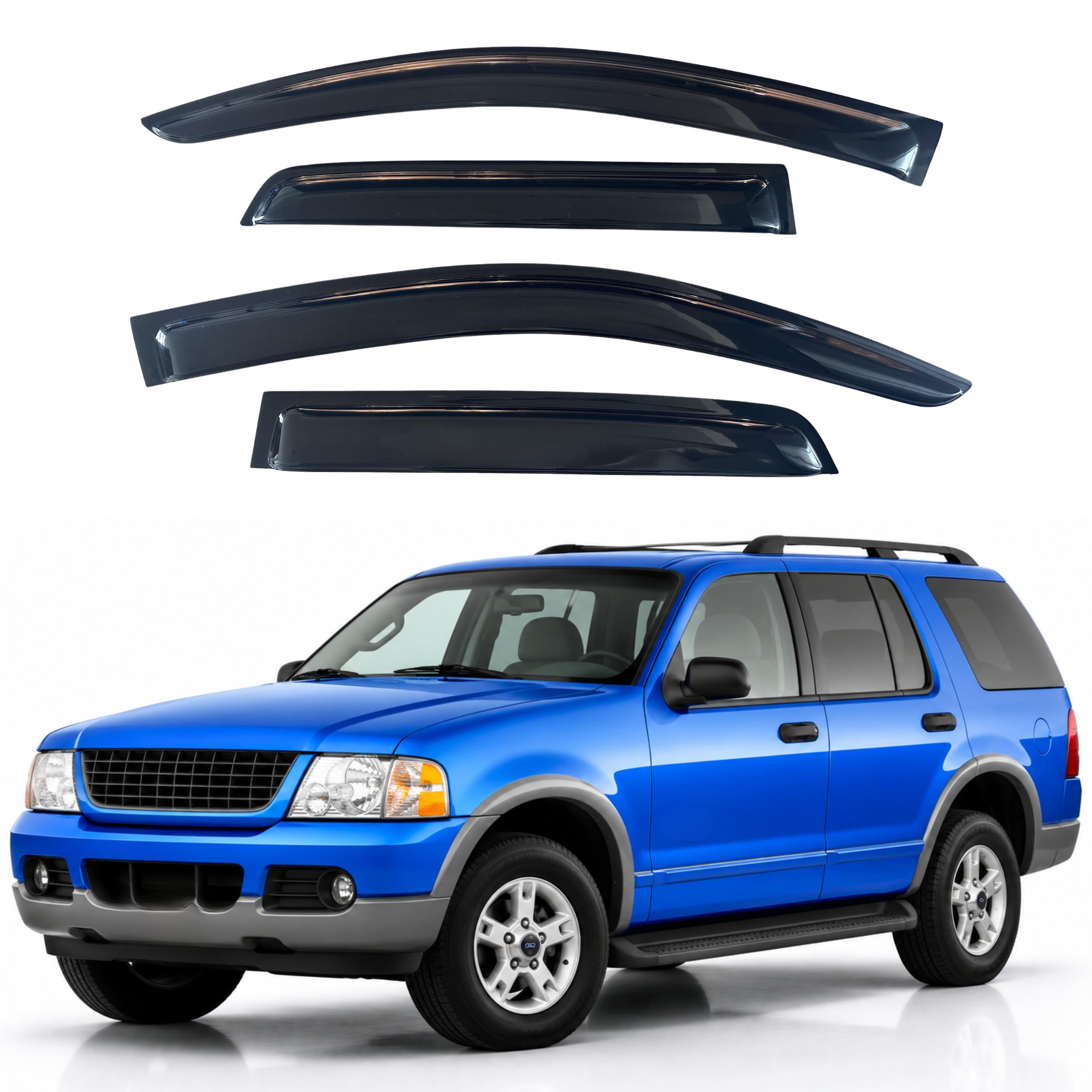 IG Window Visors Fit for 2002-2010 Ford Explorer (4-Door) &amp; Mercury Mountaineer, Out-Channel Rain Guards Vent Wind Deflectors 4PC, Car Accessories for 2003-2010 Lincoln Aviator