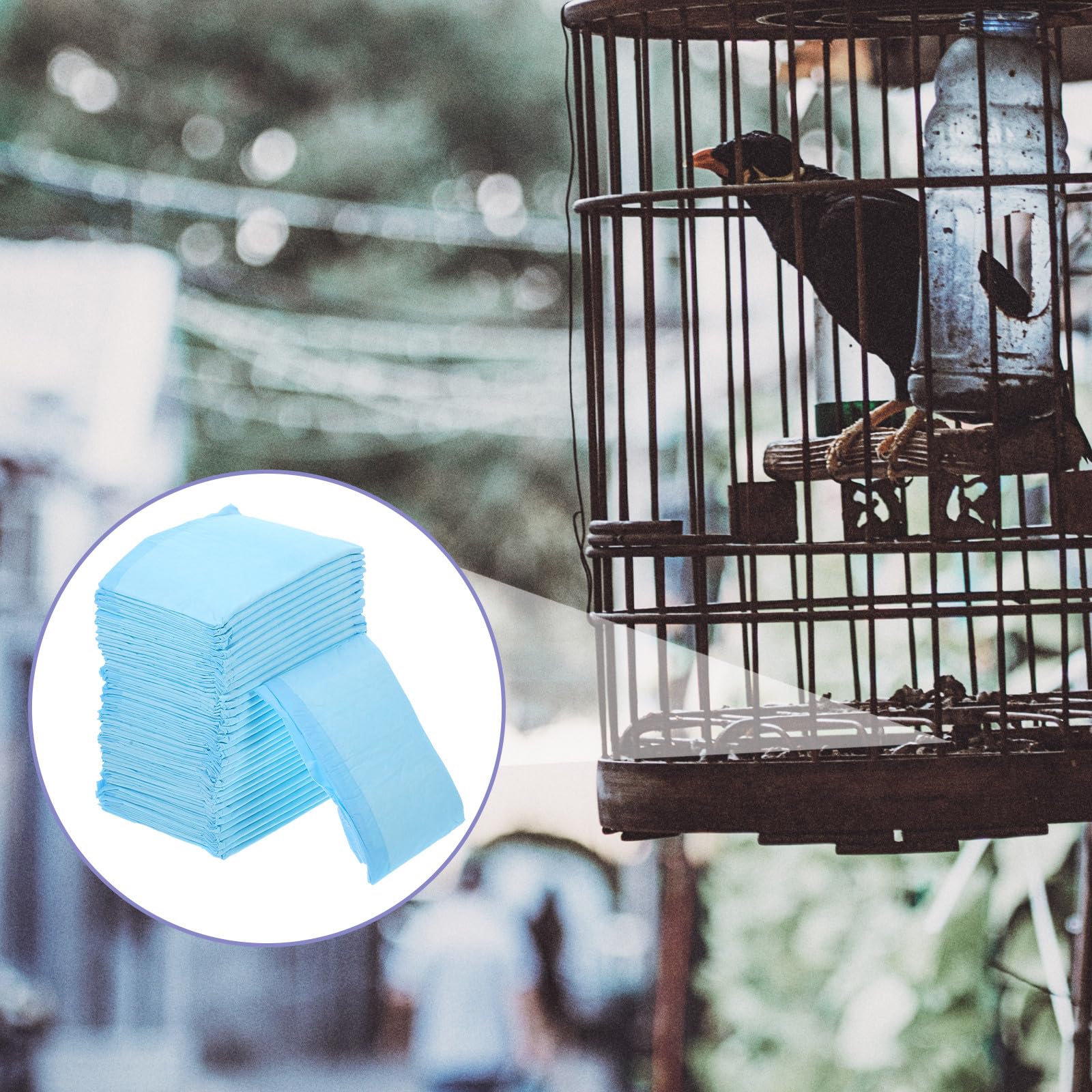 DOITOOL 100 Stück Wasserabweisende Vogelkäfigeinlagen aus Vliesstoff zur Einfachen Reinigung und Feuchtigkeitsaufnahme für Wellensittich und Papageienkäfige