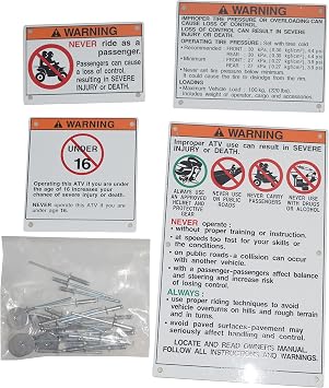 Warning Decals Stickers Labels Aluminum Backed Compatible with Yamaha Raptor Blaster Banshee