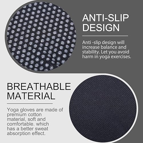 Miniatura 4 de 2 pares de guantes de yoga antideslizantes sin dedos, guantes de pilates sin dedos, 5.5 pulgadas de largo y 4.33 pulgadas de ancho para