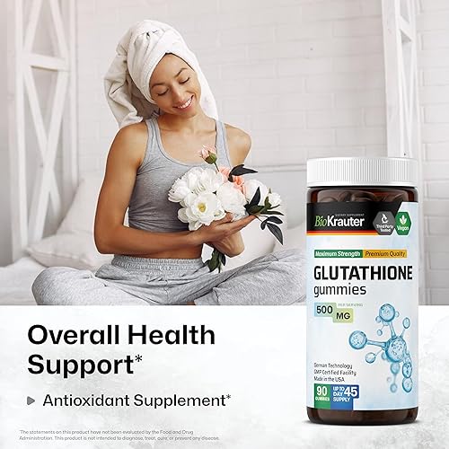 Miniatura 2 de BIO KRAUTER Gomitas de L-glutatión  500 mg  Suplemento orgánico de glutatión reducido para desintoxicación hepática, inmune y apoyo de la piel