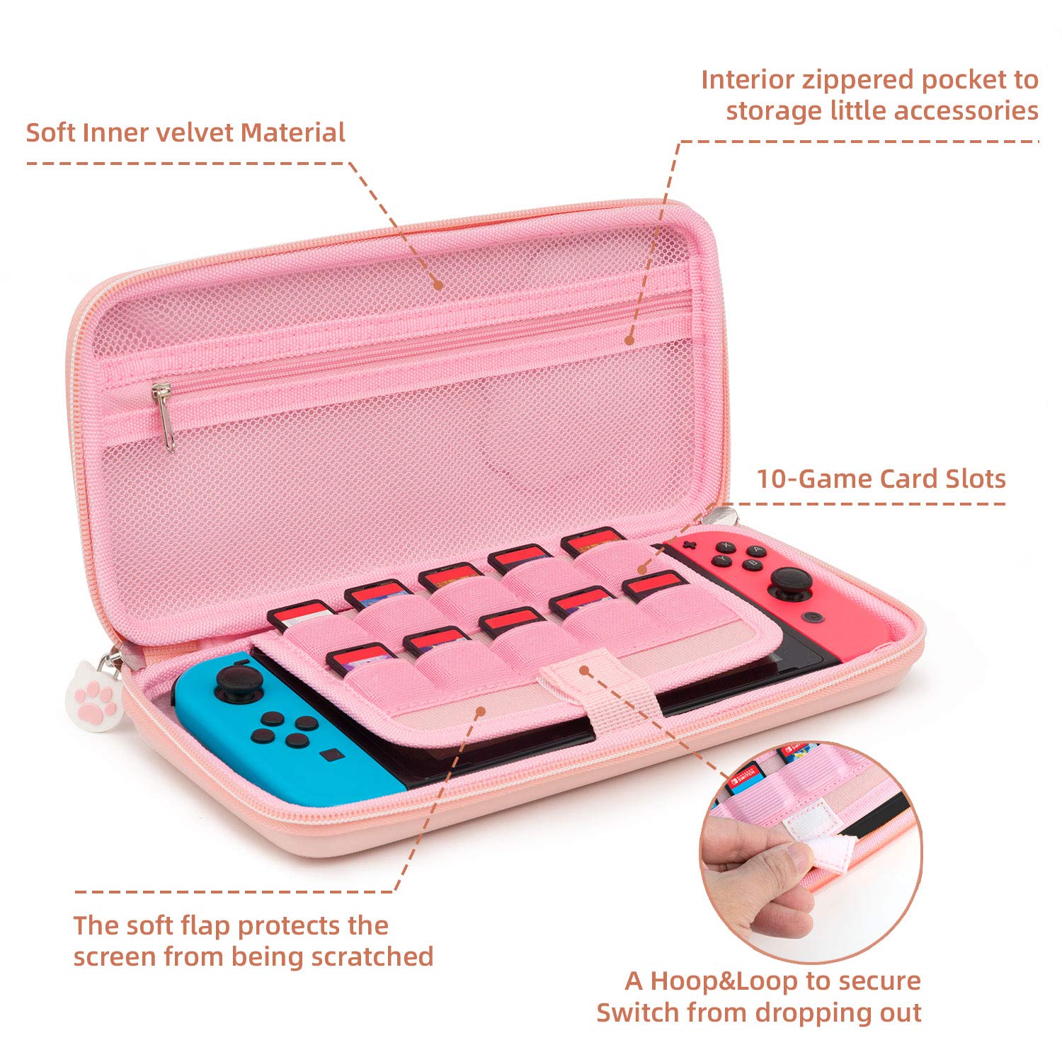 Geekshare Pink Cute Cat Paw Case for Nintendo Switch/Switch OLED Model ...