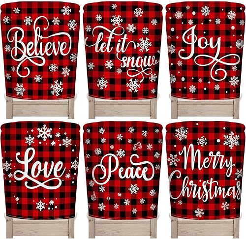 Vista 53 de 6 fundas para respaldo de silla de Navidad, fundas para sillas de Navidad, para comedor, cocina, hotel, boda, ceremonia, decoración de fiesta