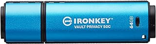 Kingston Ironkey Vault Privacy 50 USB-C 64GB Flash Drive | FIPS 197 Certified | XTS-AES 256-bit | BadUSB and Brute Force Protection | Mult-Password Option | IKVP50C/64GB