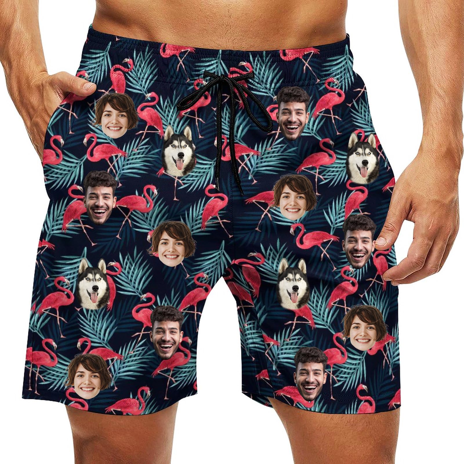 Custom Swim Trunks Men Personalized Funny Swim Beach Shorts with Faces on Them Custom Birthday Gifts for Men