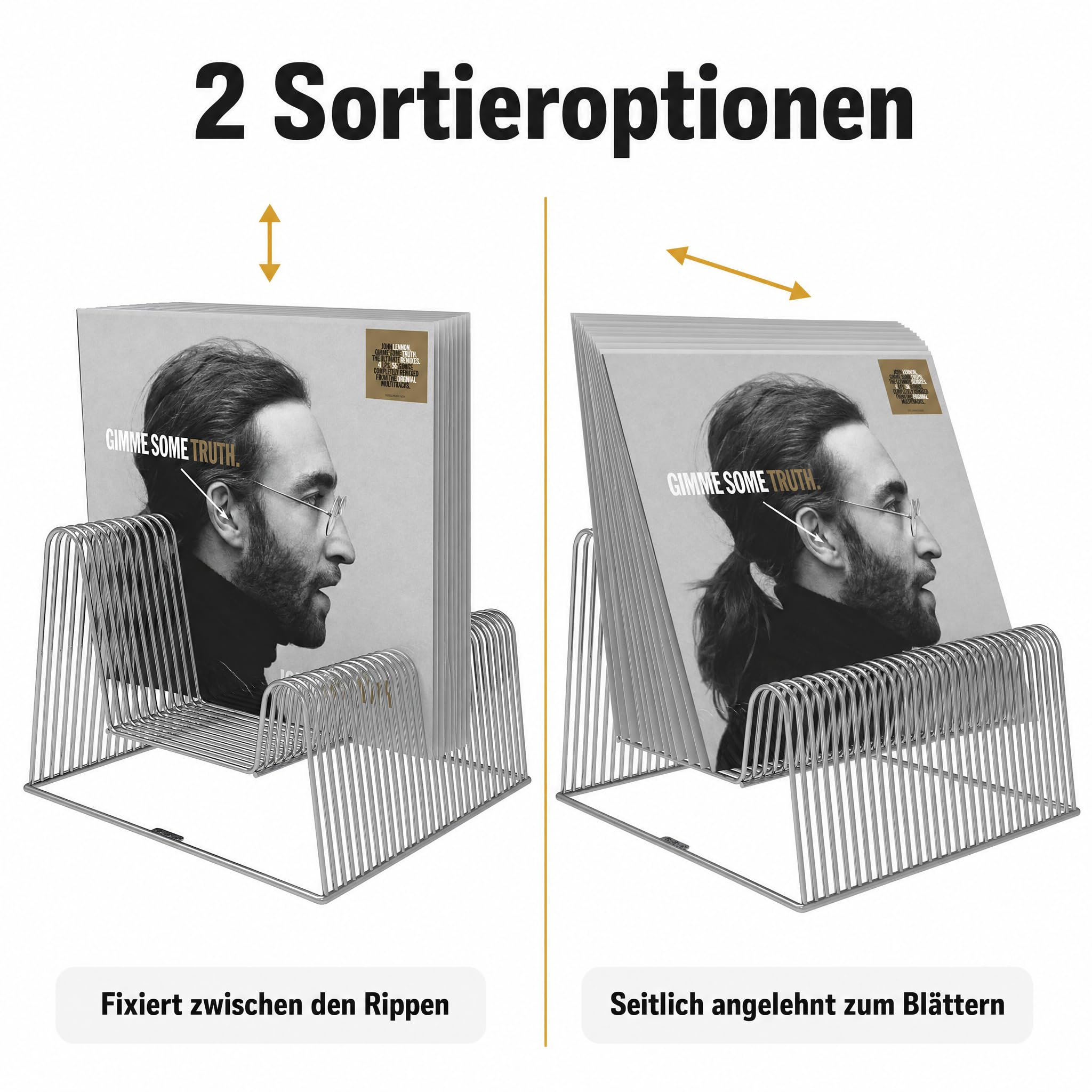 Zomo VS-Rack Wave Vinylständer aus Stahl – 300 x 300 x 220 mm - Chrom - Schallplattenständer für 29–40 LPs – Modernes LP Regal mit Rippenstruktur – 2 Sortieroptionen