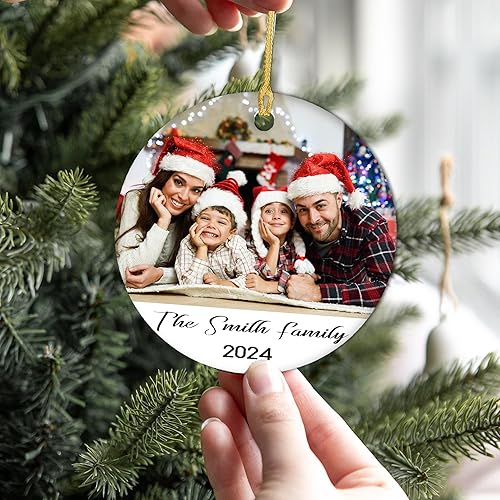 Miniatura 6 de Adorno de Navidad con foto personalizada 2024 con texto, adorno de Navidad personalizado para familiares, niños, amigos, parejas, bodas, recuerdos,