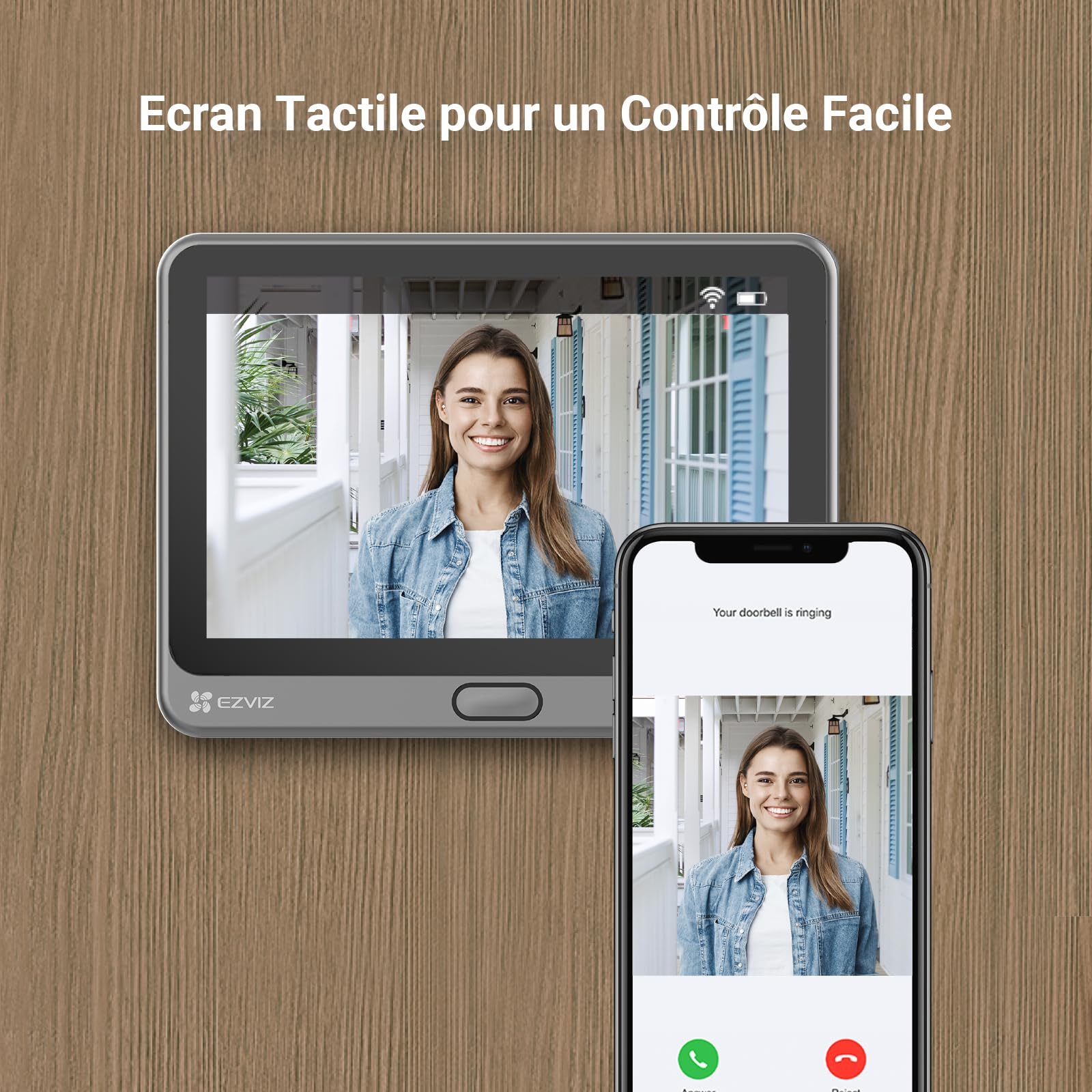 EZVIZ CP4 Visiophone Connecté Interphone Vidéo 1080P 4.3" Écran Tactile 4600mAh Détection Humaine Audio Bidirectionnel Vision Nocturne