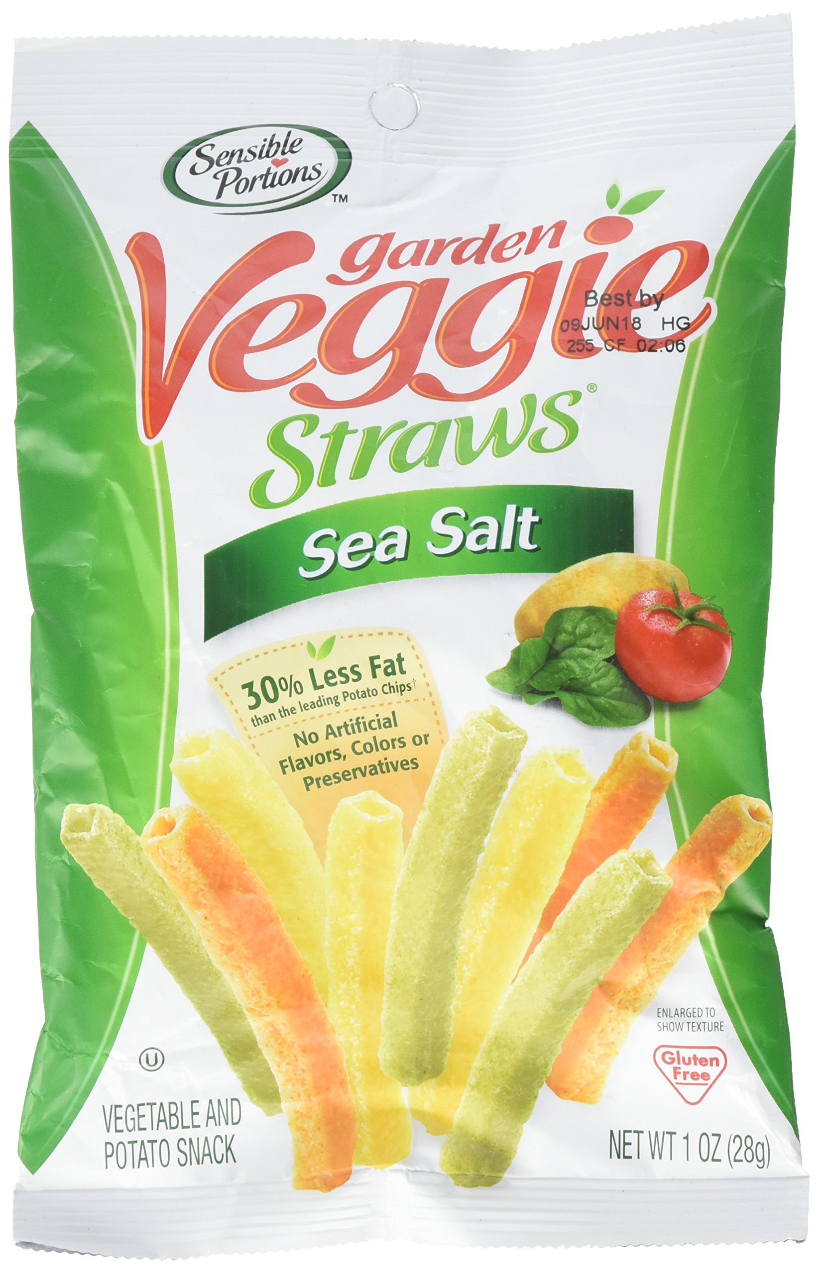 Sensible Portions Garden Veggie Straws - Sea Salt - Case of 24 - 1 oz.