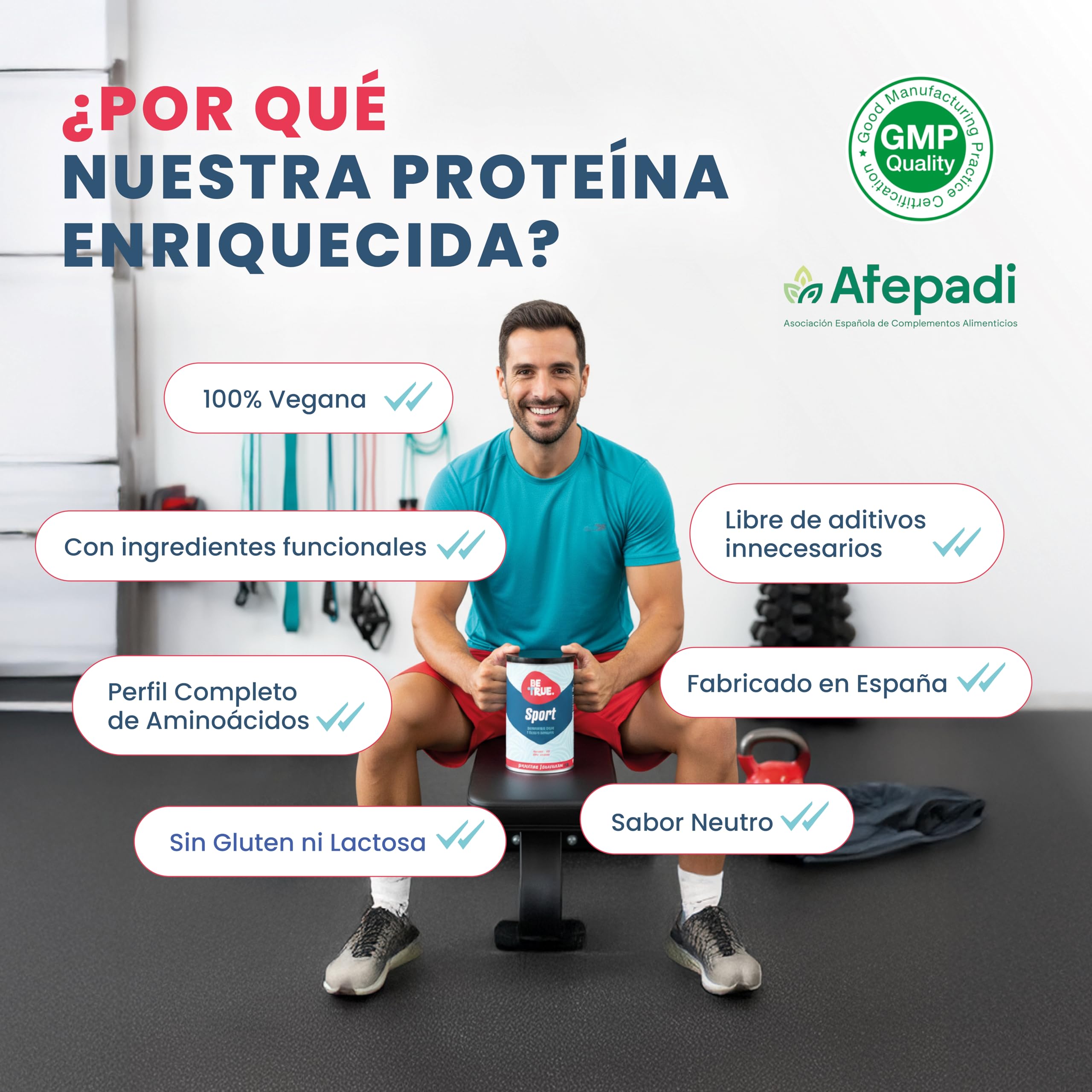 BETRUE SPORT Proteína Vegana | Con Creatina, Magnesio Bisglicinato, PEA, MSM y Bromelaína | Rendimiento físico y Recuperador Muscular | Sin Lactosa, Sin Azúcar, Vegana | 400 g
