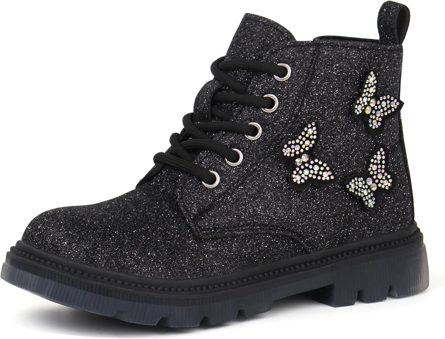 JABASIC Girls Combat Boots - Glittery Ankle Design
