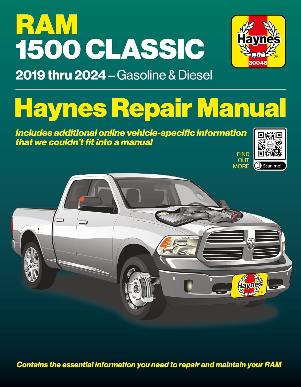 Haynes RAM 1500 Classic (2019–2023) Repair Manual: Covers 3.6L V6, 5.7L V8 Gas & 3.0L EcoDiesel (Online) – Maintenance, Repairs, Troubleshooting & Wiring Diagrams