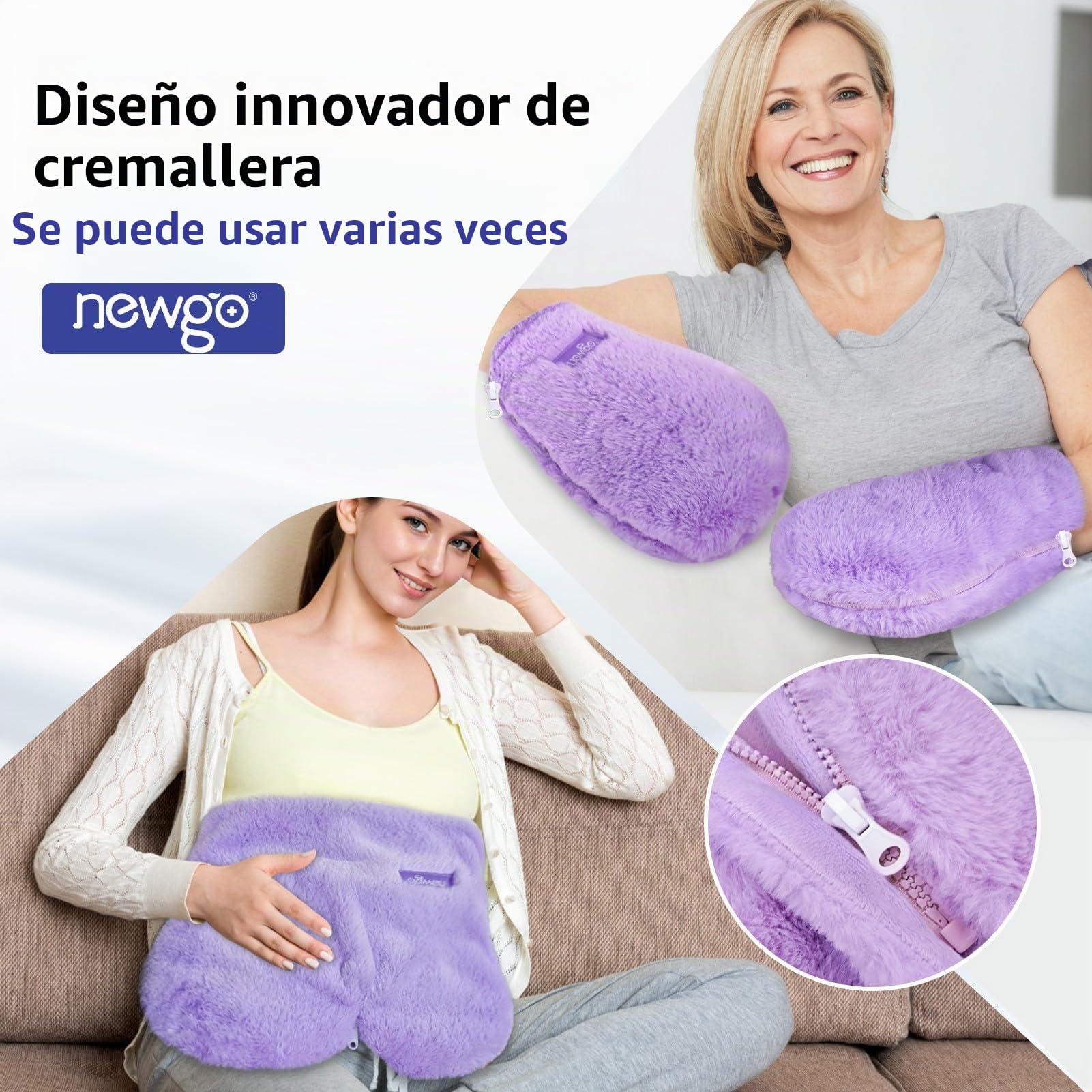NEWGO Manoplas Calentables para Manos, Calientamanos Calentables por Microondas, Fáciles de Usar, Guantes de Terapia de Calor Húmedo para la Rigidez de las Manos- Morado-1Par