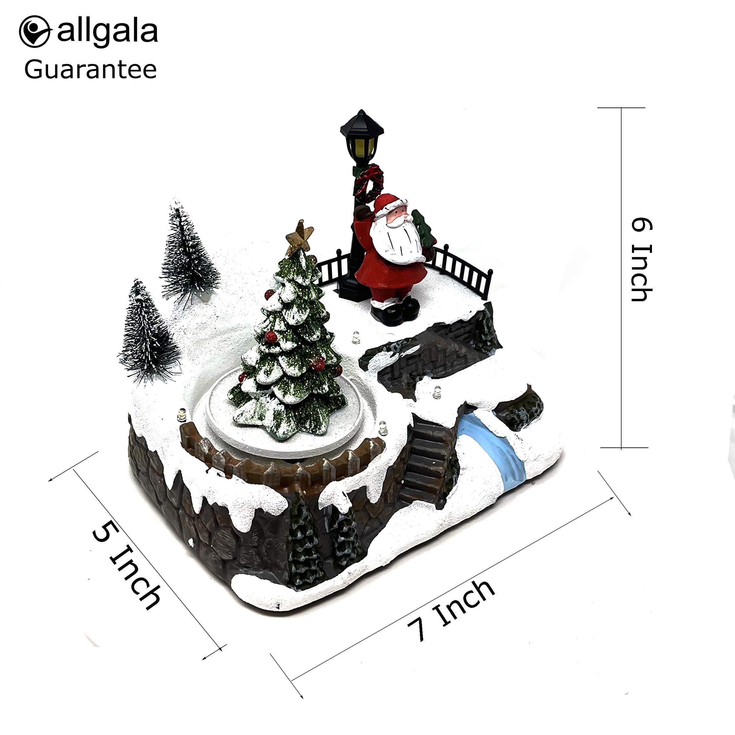allgala Figura coleccionable de casa de Navidad hecha a mano con USB y batería, fuente de alimentación dual, Papá Noel y árbol-XH93416