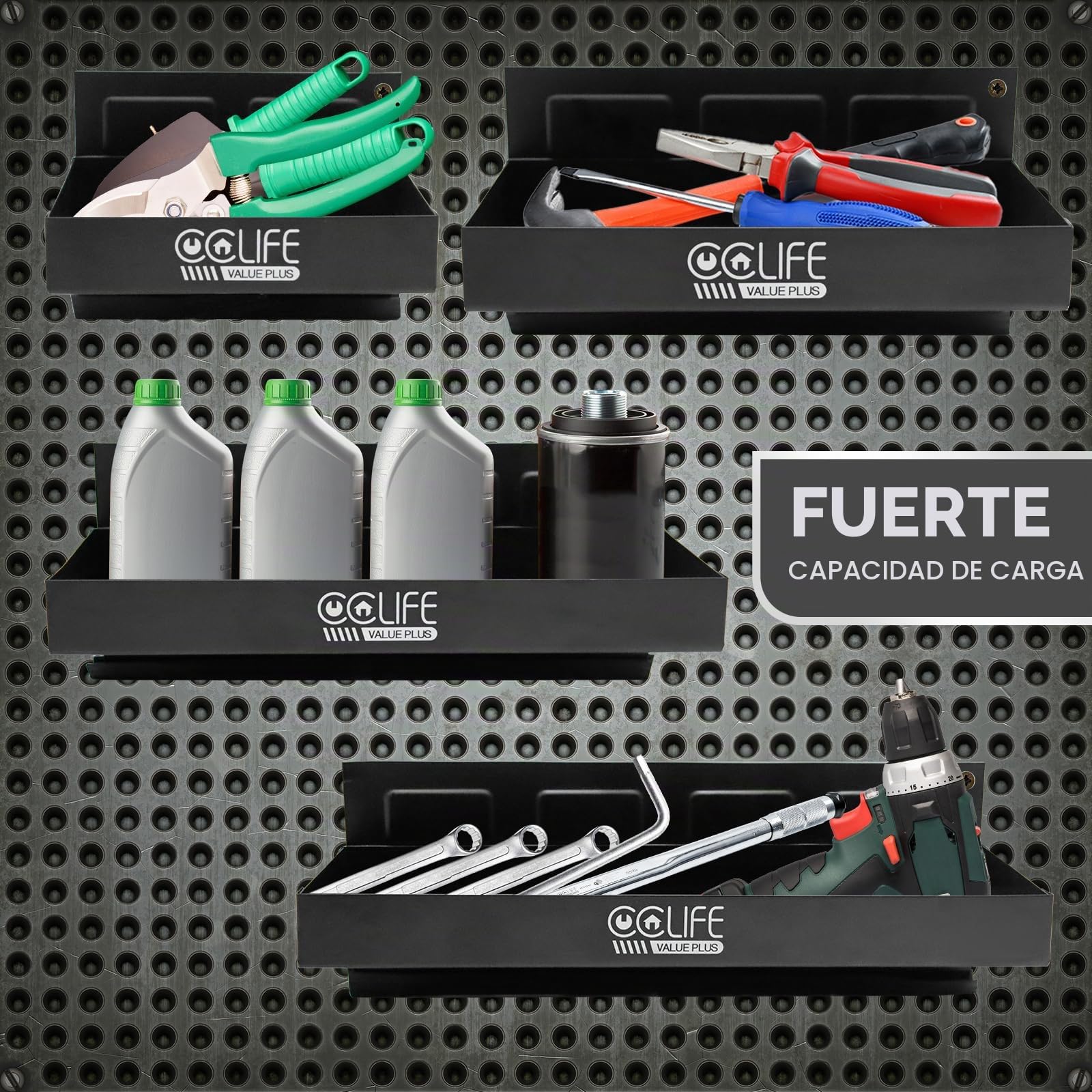 CCLIFE 4 Piezas Juego de Magnetico Bandeja Estante Magnéticas Bandejas para Herramientas150-210-270-310mm