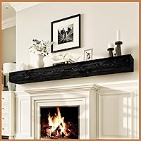 Vista 32 de Avana Mantel rústico para chimenea, madera hecha a mano, 72 x 8 x 5 pulgadas, acabado espresso