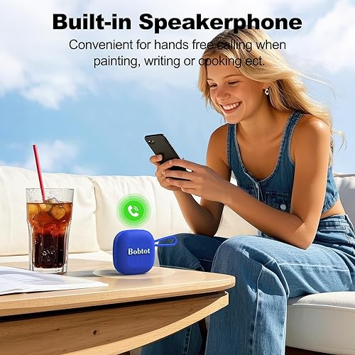 Miniatura 6 de Bobtot Altavoz Bluetooth inalámbrico portátil, IPX7 impermeable con tiempo de reproducción de 16 horas, sonido estéreo fuerte, micrófono integrado,
