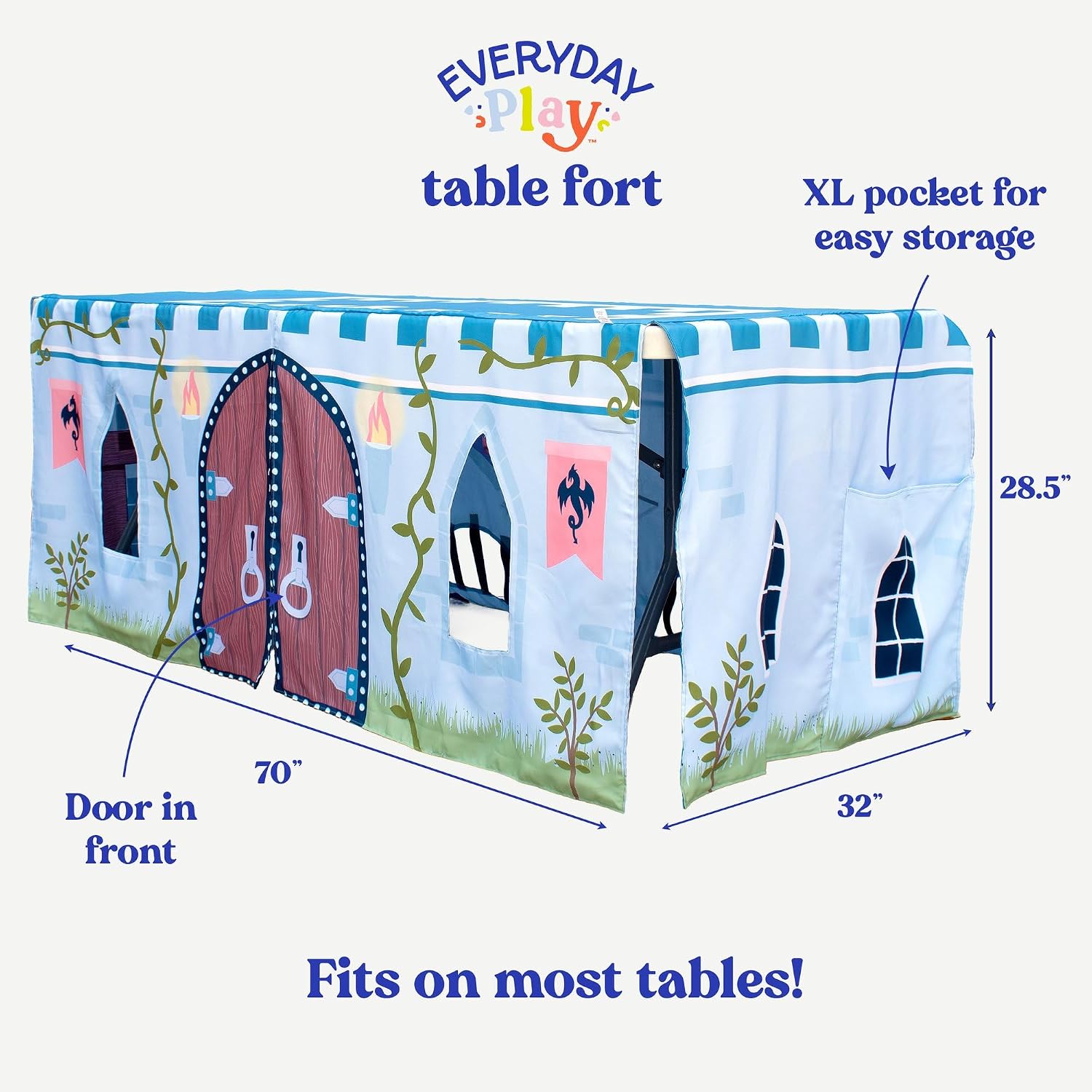 Everyday Play Castle Play Tent for Kids, Indoor Playhouse, Fits 6-Ft Table
