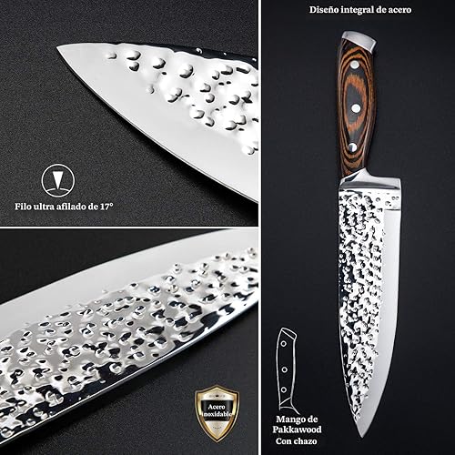 Miniatura 3 de Juego de cuchillos de cocina, juego de cuchillos de 15 piezas con bloque de madera, autoafilable para juego de cuchillos de chef, juego de cuchillos