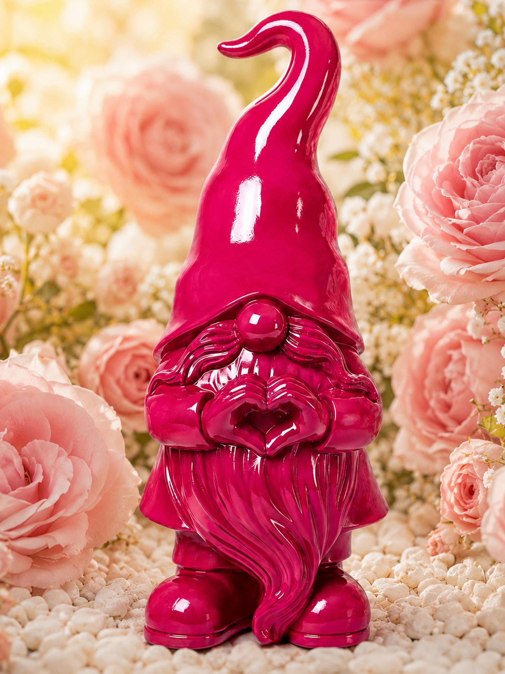 Pommerntraum ®| Gartendeko Verliebter Gartenzwerg Zwerg Wichtel Gnom Herz | Sammlerfigur Gartenfigur DesignZwerg Pop-Art Zwergenfigur Zwergenskulptur (AMOR)
