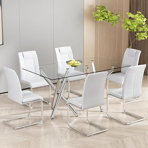 Miniatura 2 de Juego de 4 sillas de comedor modernas con asiento acolchado de piel sintética y patas de metal para cocina, sala de estar, dormitorio, mesa de