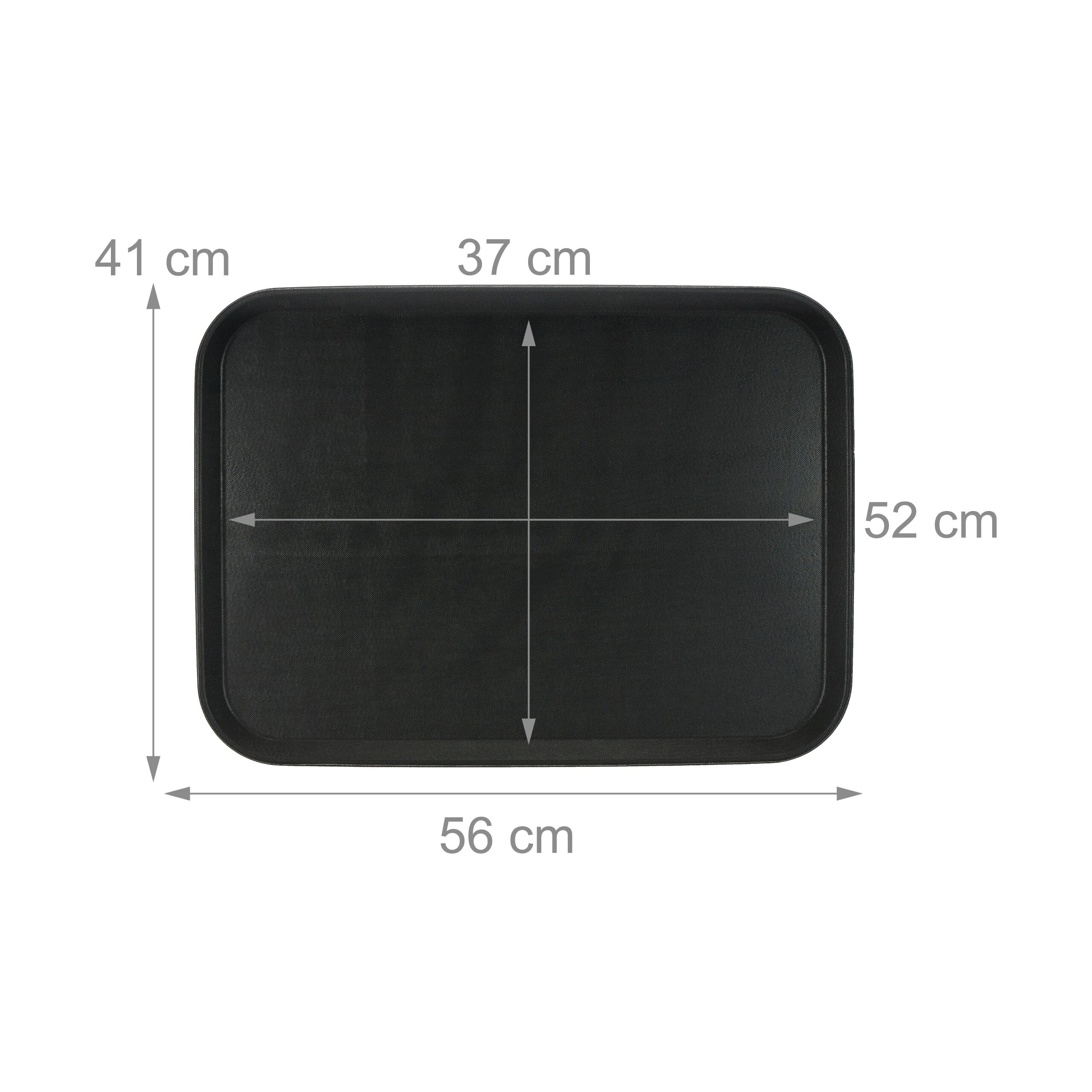 Relaxdays Set 2 Bandejas Bar, Superficie Antideslizante, Plato Rectangular Servir, Bebidas, Gastronomía, 56x41 cm, Negro, 56 x 41 cm