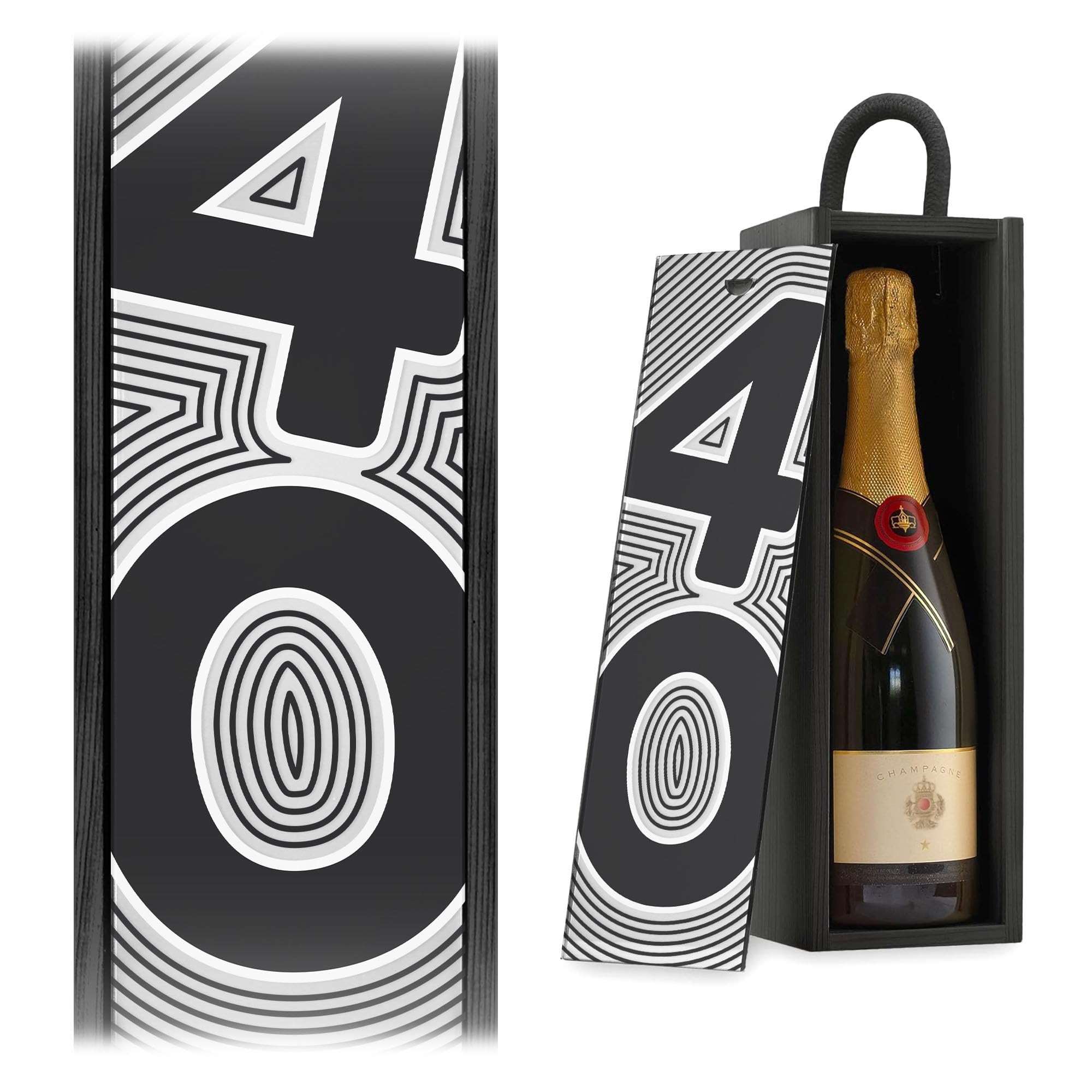 A1 Graphics Ltd 40th Birthday Champagne Wine Box – Milestone Celebration Gift For Him & Her (Silver Mirror, Black Box)